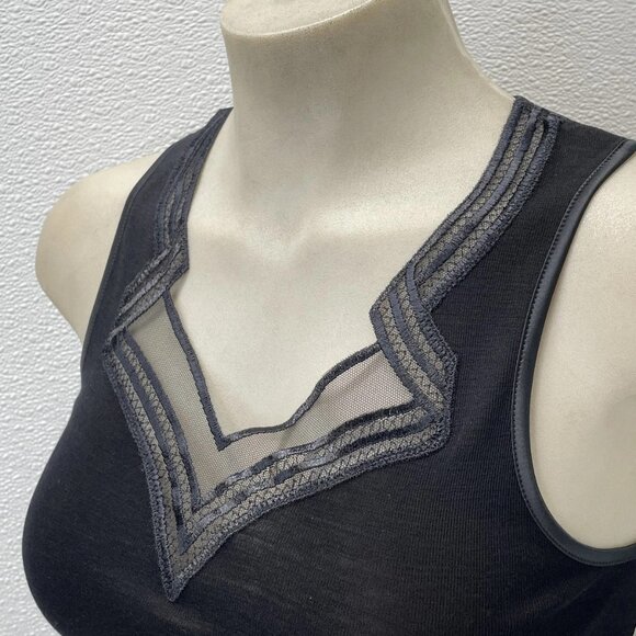 Oscalito Women’s Wool & Silk Tank Size XS Black — Geometric Knit V-Neck - Picture 4 of 7